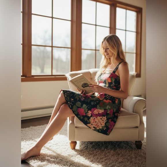 Sézane Salie Floral Print Fit & Flare Sundress in Navy Multicolor Size Us 8 - Picture 4 of 16